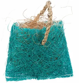 Taštička s kokosovým vláknom - hračka pre hlodavce, sisal, 10 x 13 cm, modrá